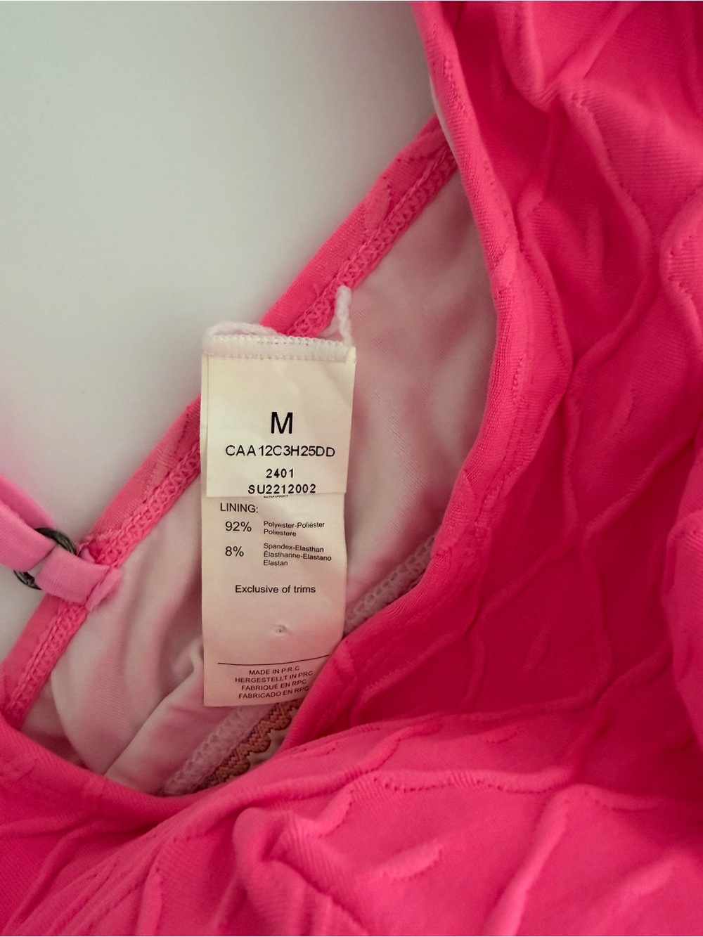 CUPSHE Pink Geo-stitch Scoop Bralette & High Waist Bikini- Medium